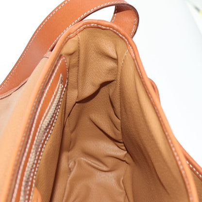 Celine Vintage Macadam Handbag Canvas and Leather, BEIGE, CANVAS, Handbag