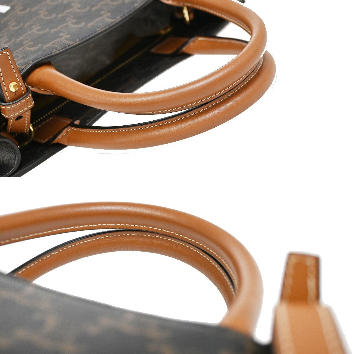 Celine Vertical Cabas Tote Triomphe Coated Canvas, BROWN, CANVAS, Tote bag