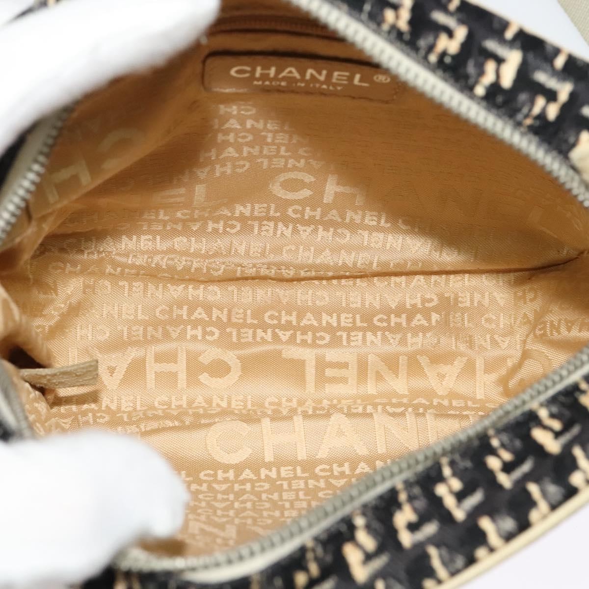 Chanel Vintage Clover Camera Bag Printed Canvas, BLACK, CANVAS, Shoulder bag