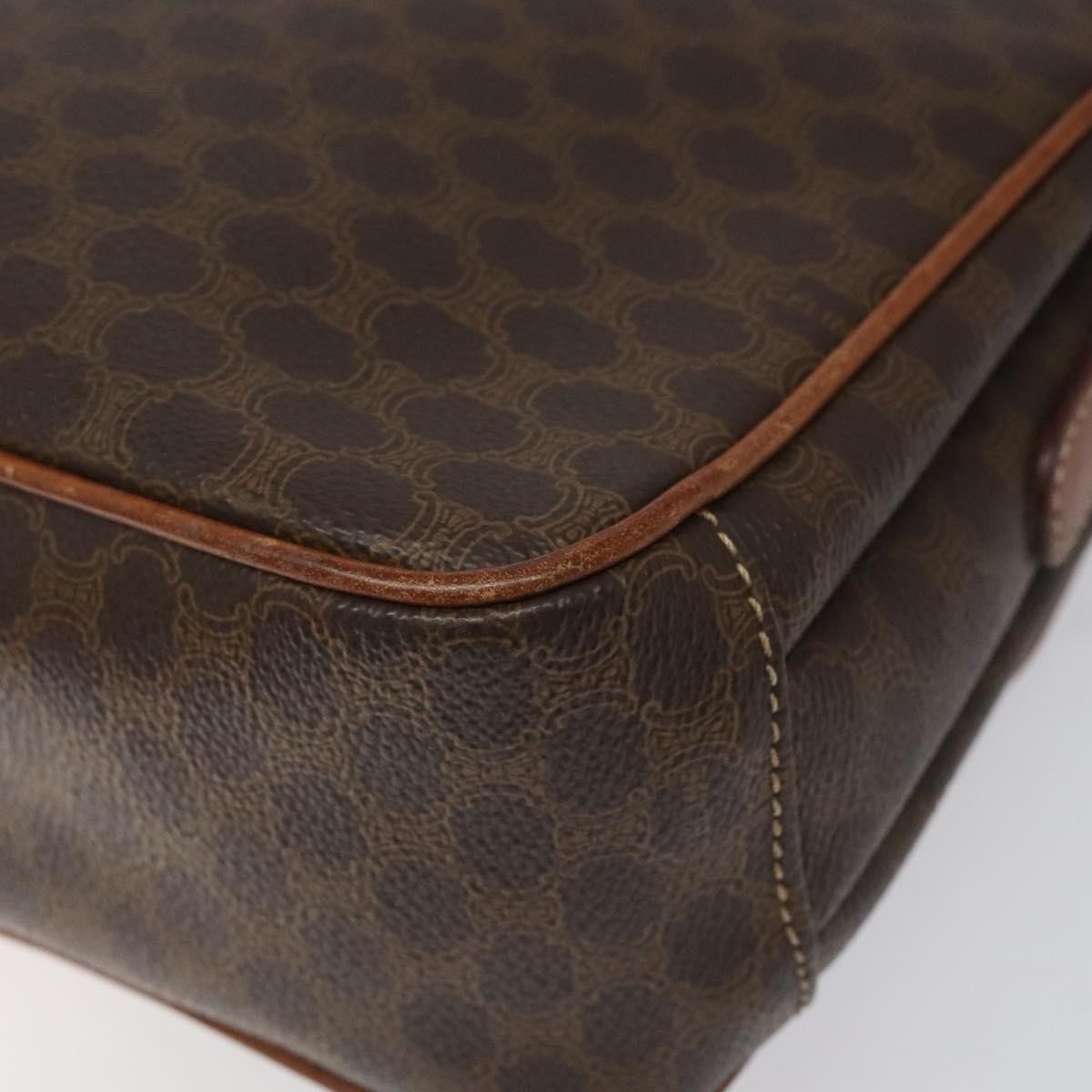 Celine Vintage Macadam Circle Logo Shoulder Bag Canvas and Leather, Brown, Canvas, Shoulder Bag
