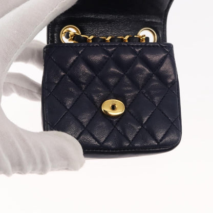 Chanel Square Classic Single Flap Top Handle Bag Quilted Lambskin, NAVY, LEATHER, Clutche & pouche