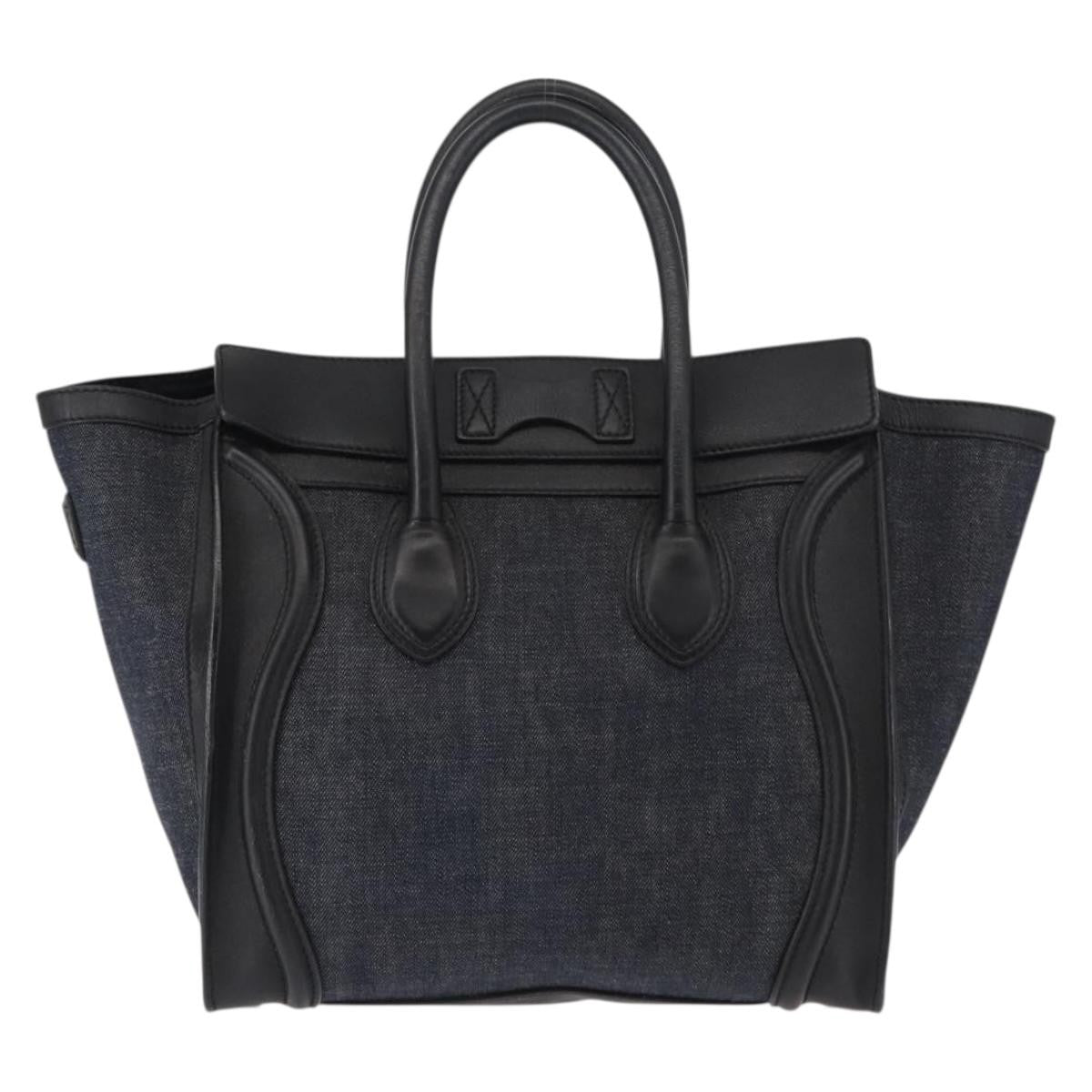 Celine Luggage Bag Denim and leather, BLACK, DENIM_JEANS, Handbag