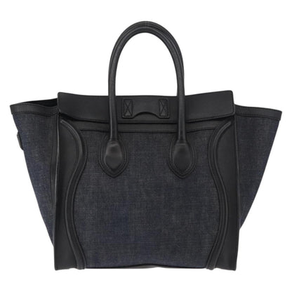 Celine Luggage Bag Denim and leather, BLACK, DENIM_JEANS, Handbag