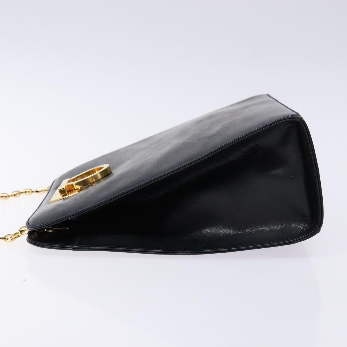 Salvatore Ferragamo Gancini Shoulder Bag Leather, NAVY, LEATHER, Shoulder bag