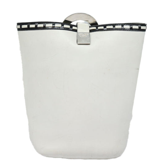 Celine Circle logo Leather, WHITE, LEATHER, Shoulder bag