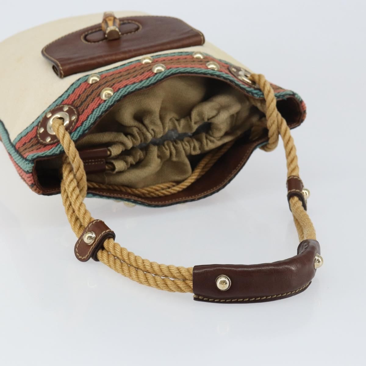 Gucci Vintage Bamboo Shoulder Bag Canvas, BEIGE, CANVAS, Shoulder bag