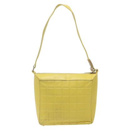 Chanel Chocolate Bar CC Shoulder Bag Quilted Leather, YELLOW, LEATHER, Shoulder bag