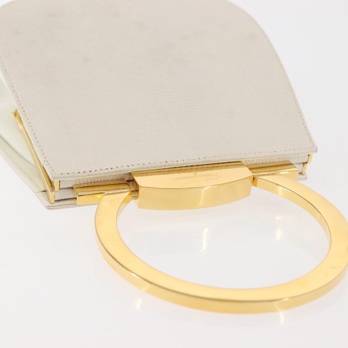 Salvatore Ferragamo Gancini mini handbag Leather, WHITE, LEATHER, Handbag