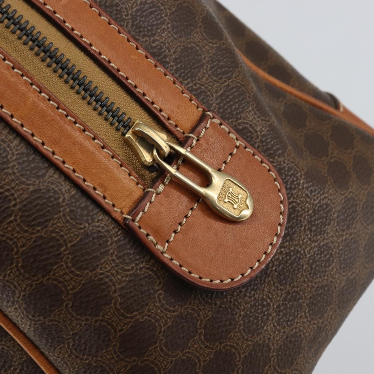 Celine Macadam Handbag Macadam with leather, BROWN, CANVAS, Shoulder bag