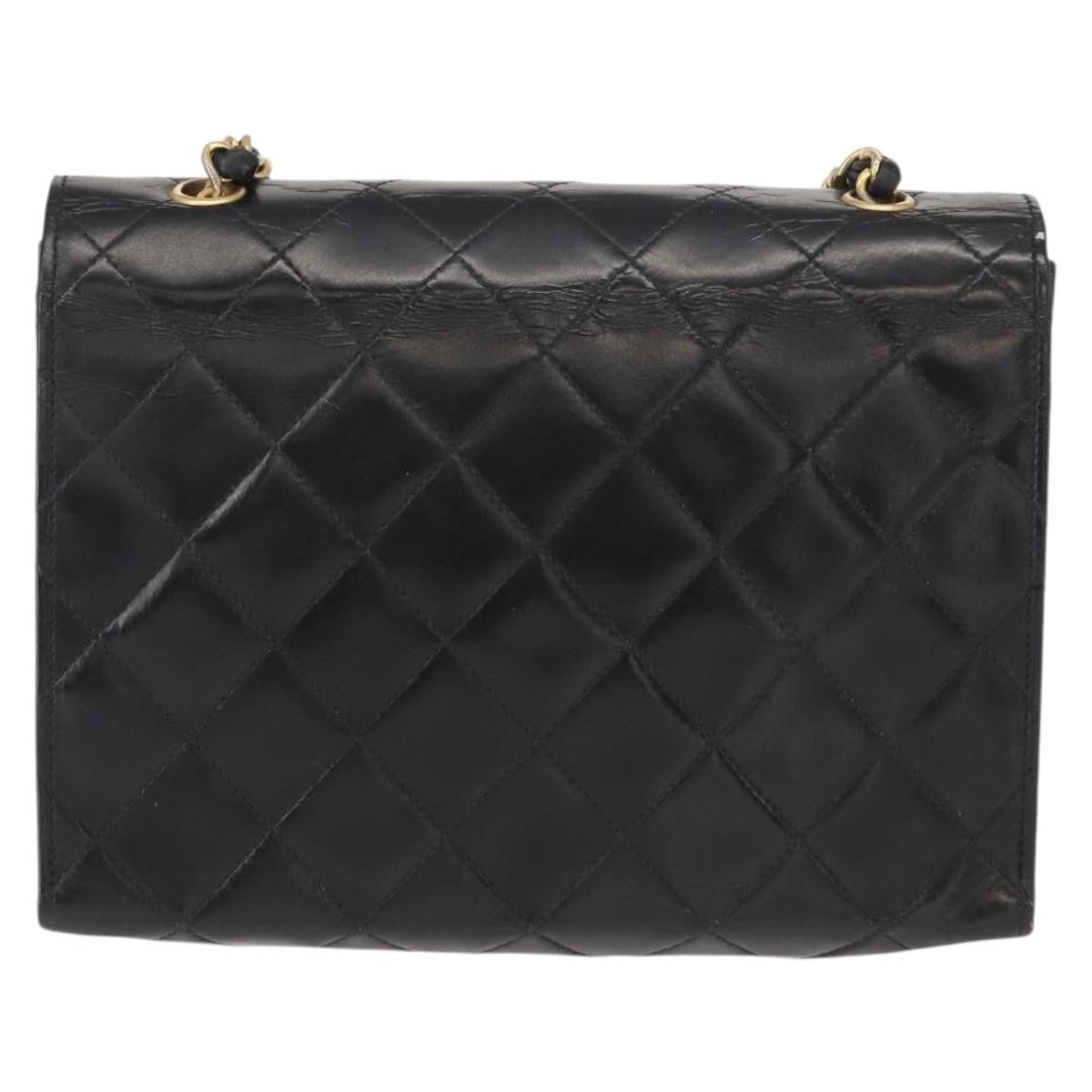 Chanel Vintage Envelope Flap Shoulder Bag Quilted Lambskin, BLACK, LEATHER, Shoulder bag