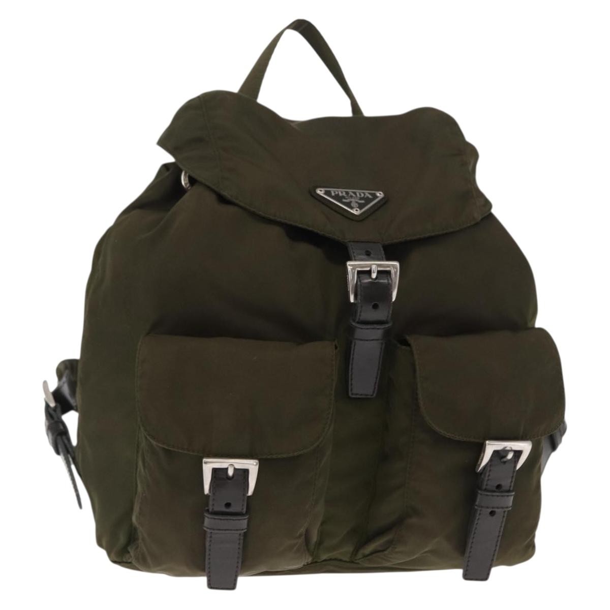 Prada Double Front Pocket Backpack Tessuto, GREEN, NYLON, Backpack