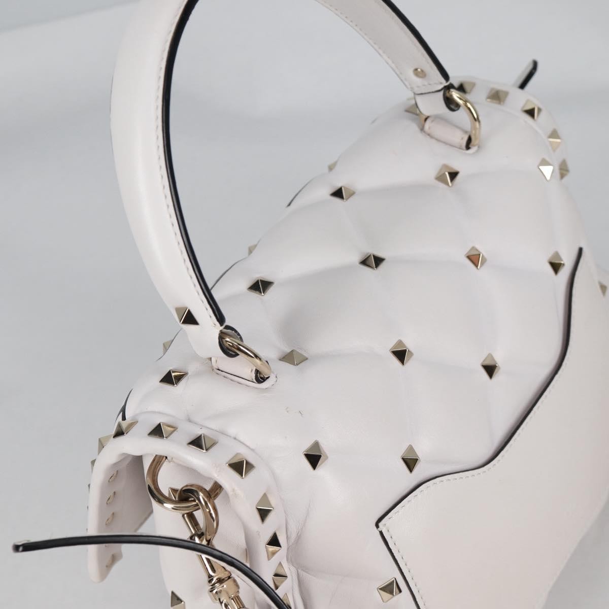 Valentino Garavani VLTN Candystud Top Handle Bag Printed Leather, WHITE, LEATHER, Handbag
