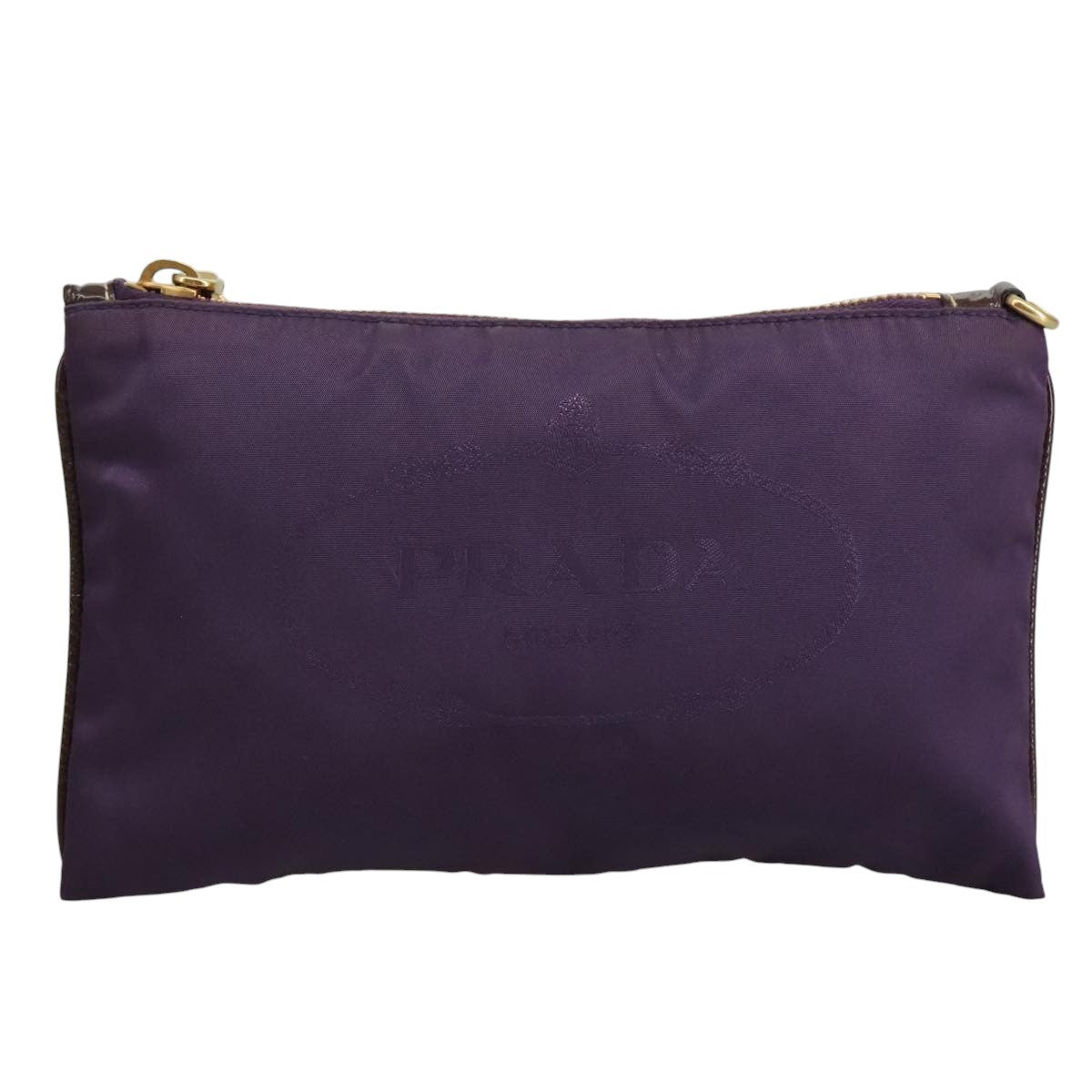 Prada Logo Zip Pouch Tessuto, PURPLE, NYLON, Clutche & pouche