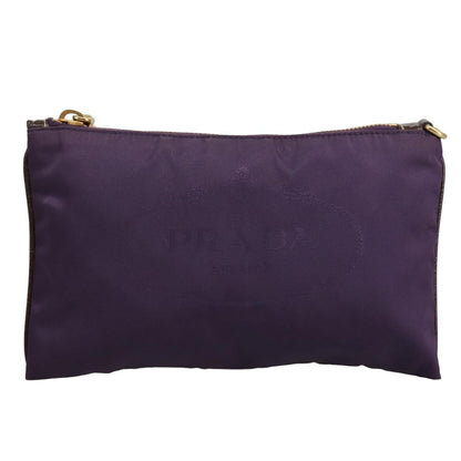 Prada Logo Zip Pouch Tessuto, PURPLE, NYLON, Clutche & pouche