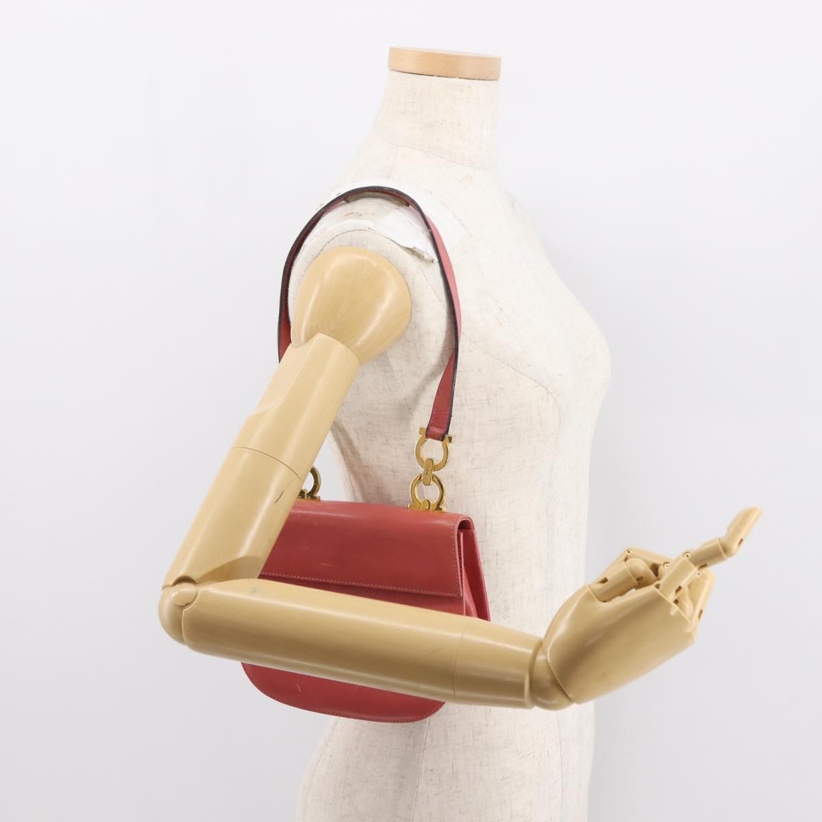 Salvatore Ferragamo Gancini Shoulder Bag Leather, PINK, LEATHER, Shoulder bag