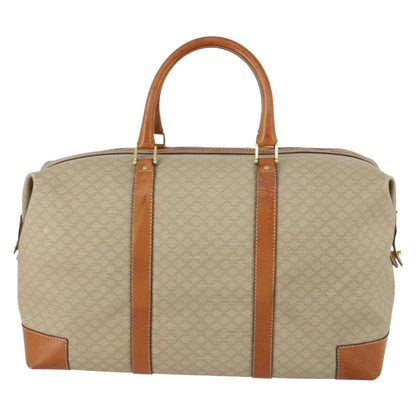 Celine Vintage Macadam Boston bag Canvas and Leather, BEIGE, CANVAS, Travel bag