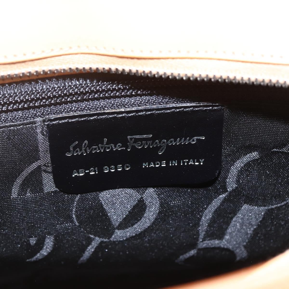 Salvatore Ferragamo Double Gancini Side Buckle Tote Leather, BEIGE, LEATHER, Handbag