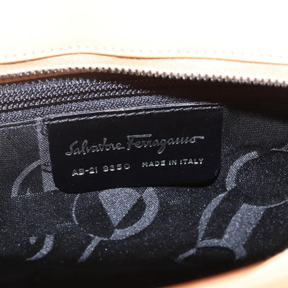 Salvatore Ferragamo Double Gancini Side Buckle Tote Leather, BEIGE, LEATHER, Handbag