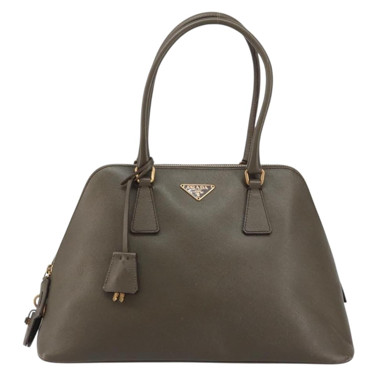 Prada Promenade Bag Saffiano Leather, BROWN, LEATHER, Handbag