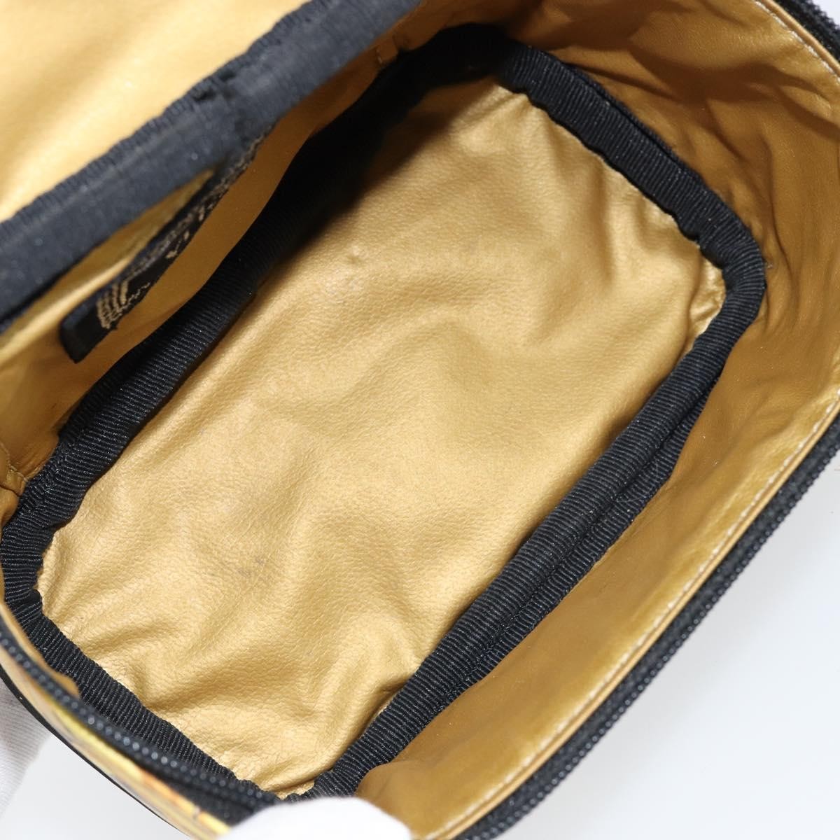 Versace Vanity Hand Bag Canvas and Leather, GOLD, LEATHER, Clutche & pouche