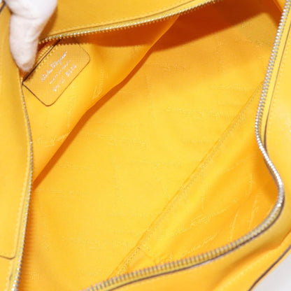 Salvatore Ferragamo Gancini handbag Canvas and Leather, YELLOW, CANVAS, Handbag