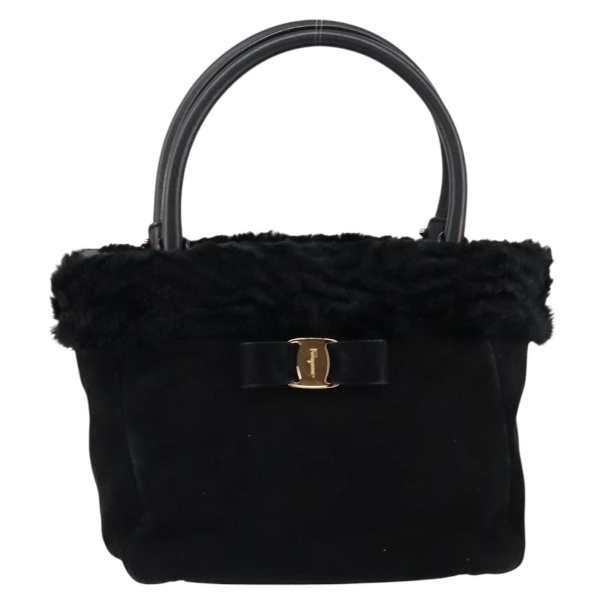 Salvatore Ferragamo Vala Handbag Suede, BLACK, SUEDE, Handbag