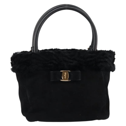 Salvatore Ferragamo Vala Handbag Suede, BLACK, SUEDE, Handbag
