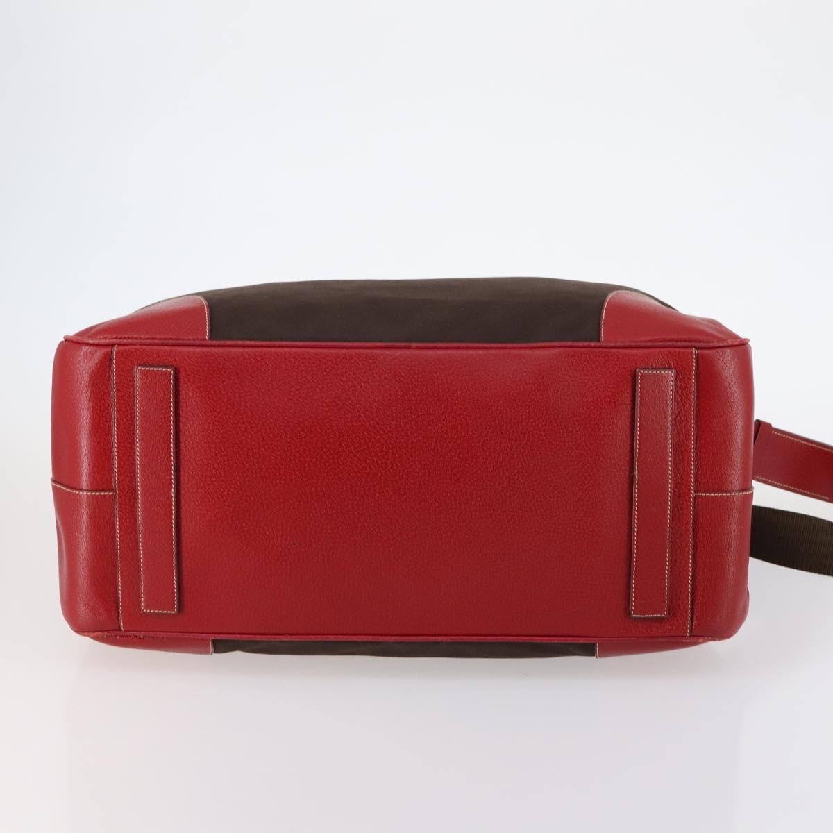 Prada Bowler Bag Canvas with Leather, BROWN, CANVAS, Travel bag