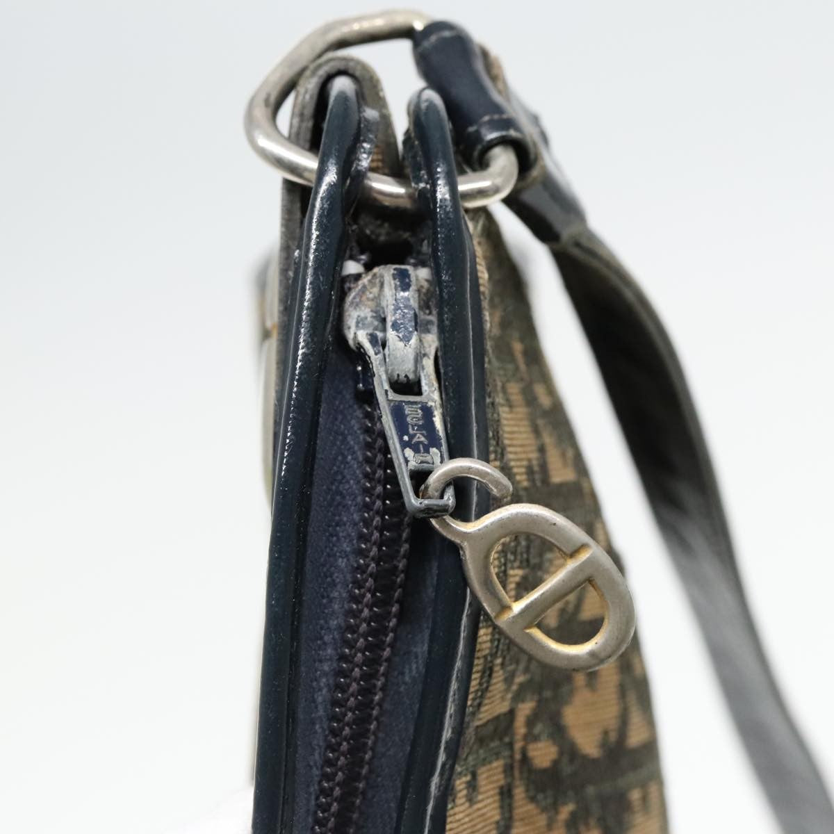 Christian Dior Vintage Trotter Shoulder Bag Canvas, NAVY, CANVAS, Shoulder bag