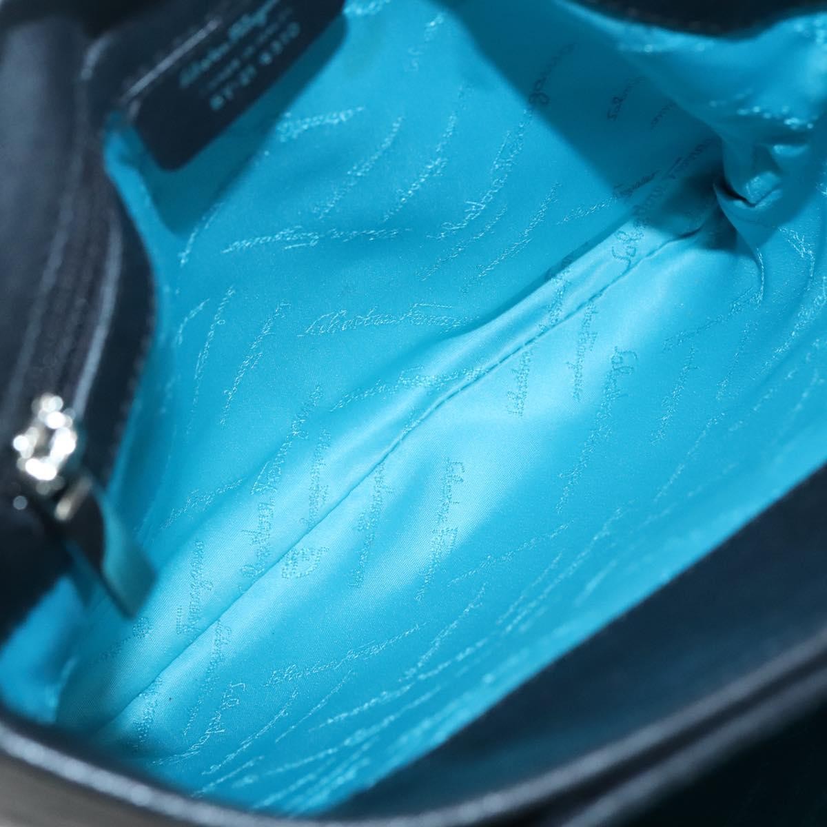 Salvatore Ferragamo Gancini handbag Leather, BLACK, LEATHER, Handbag