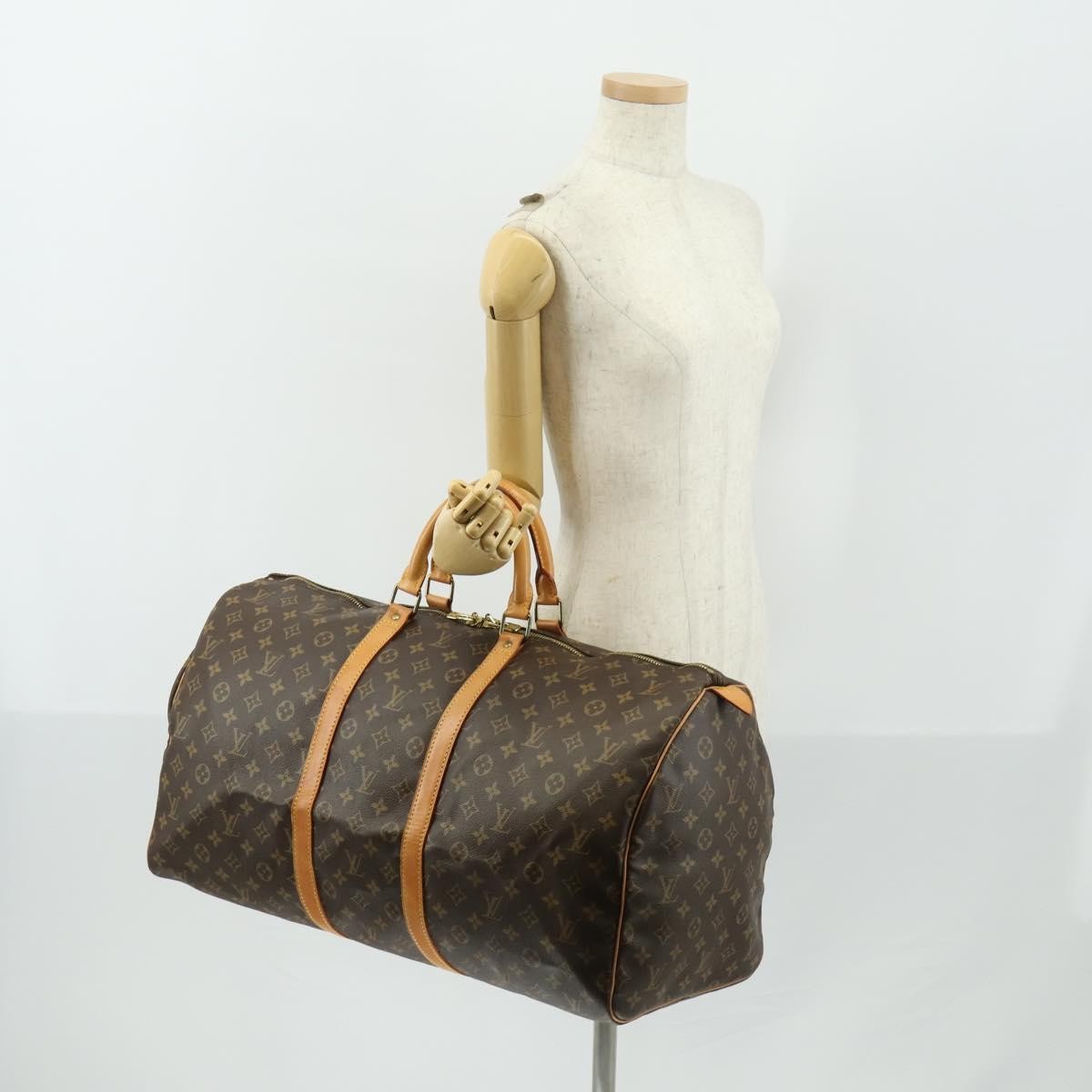 Louis Vuitton Keepall Bag Monogram Canvas, BROWN, CANVAS, Travel bag