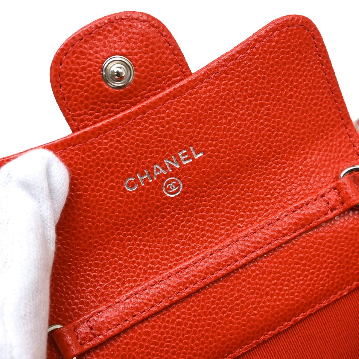 Chanel Vintage CC Mini chain Shoulder Bag Leather, Red, Calfskin, Crossbody Bag