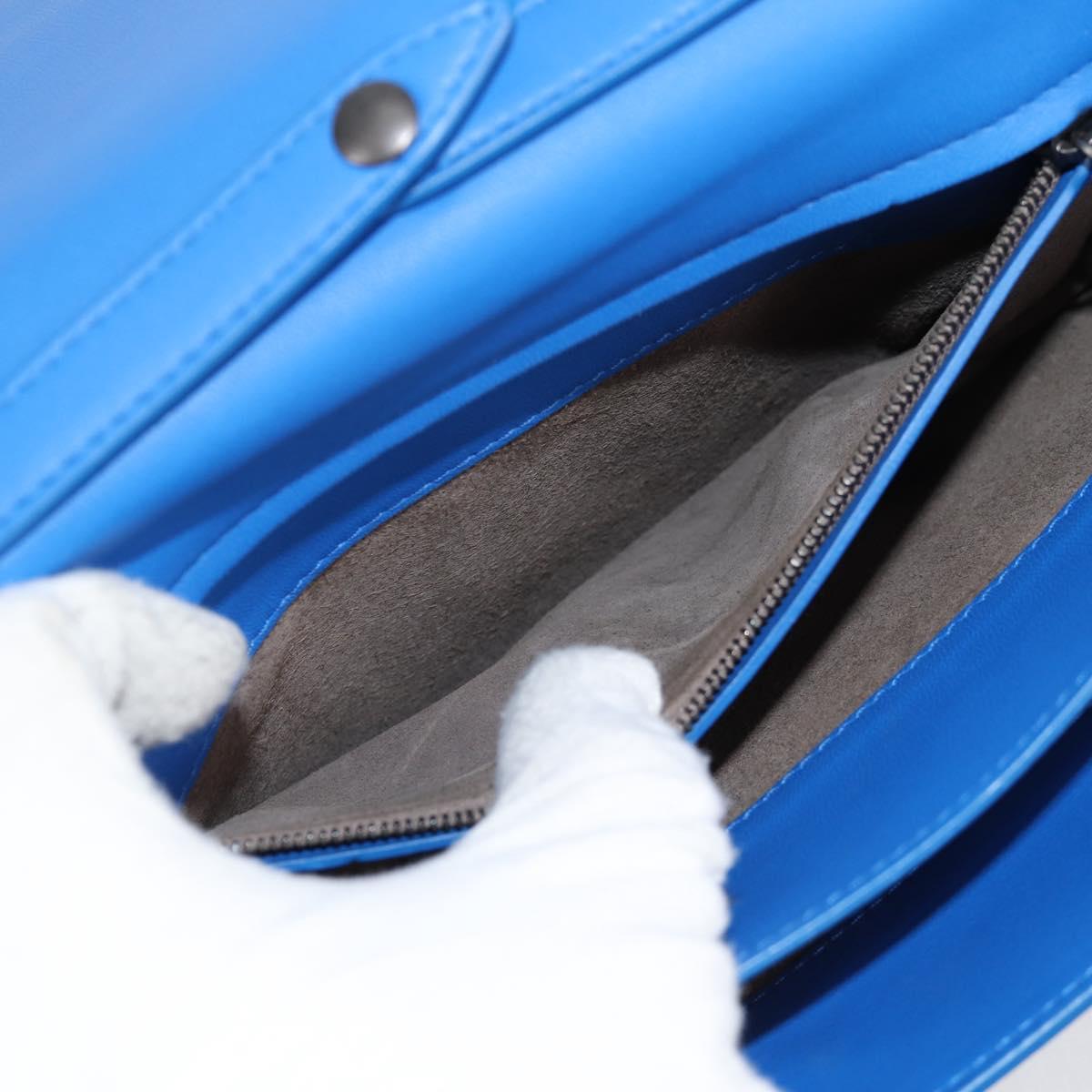 Bottega Veneta Vintage Double Compartment Flap Bag Intrecciato Nappa, BLUE, LEATHER, Shoulder bag