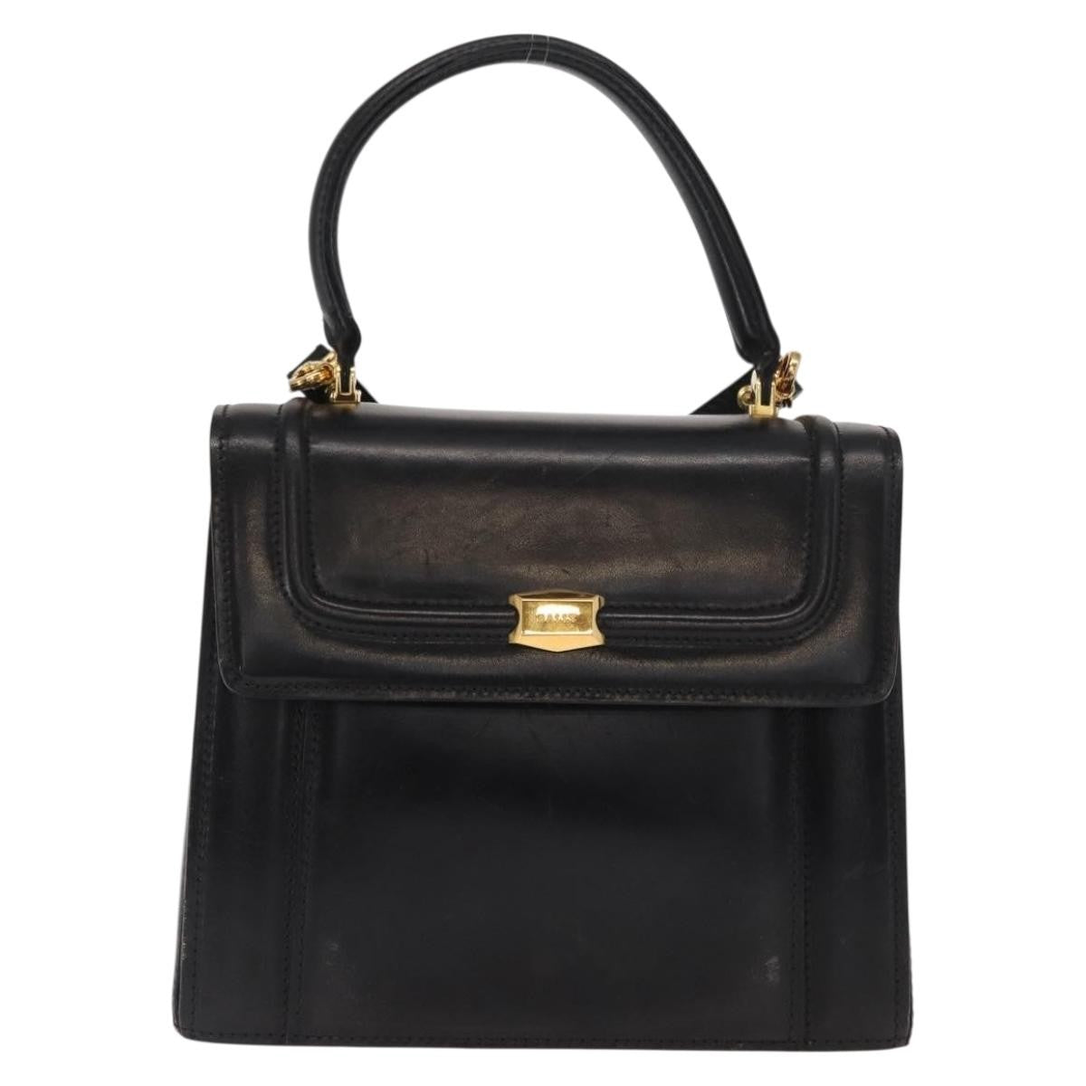 Bally Vintage Handbag Leather, BLACK, LEATHER, Handbag