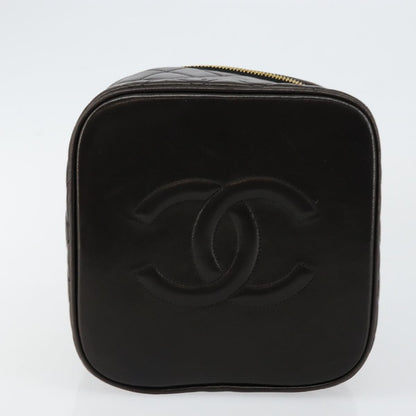 Chanel Vanity pouch Leather, BLACK, LEATHER, Toiletry Case