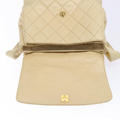 Chanel Vintage CC Flap Crossbody Bag Quilted Lambskin, BEIGE, LEATHER, Shoulder bag