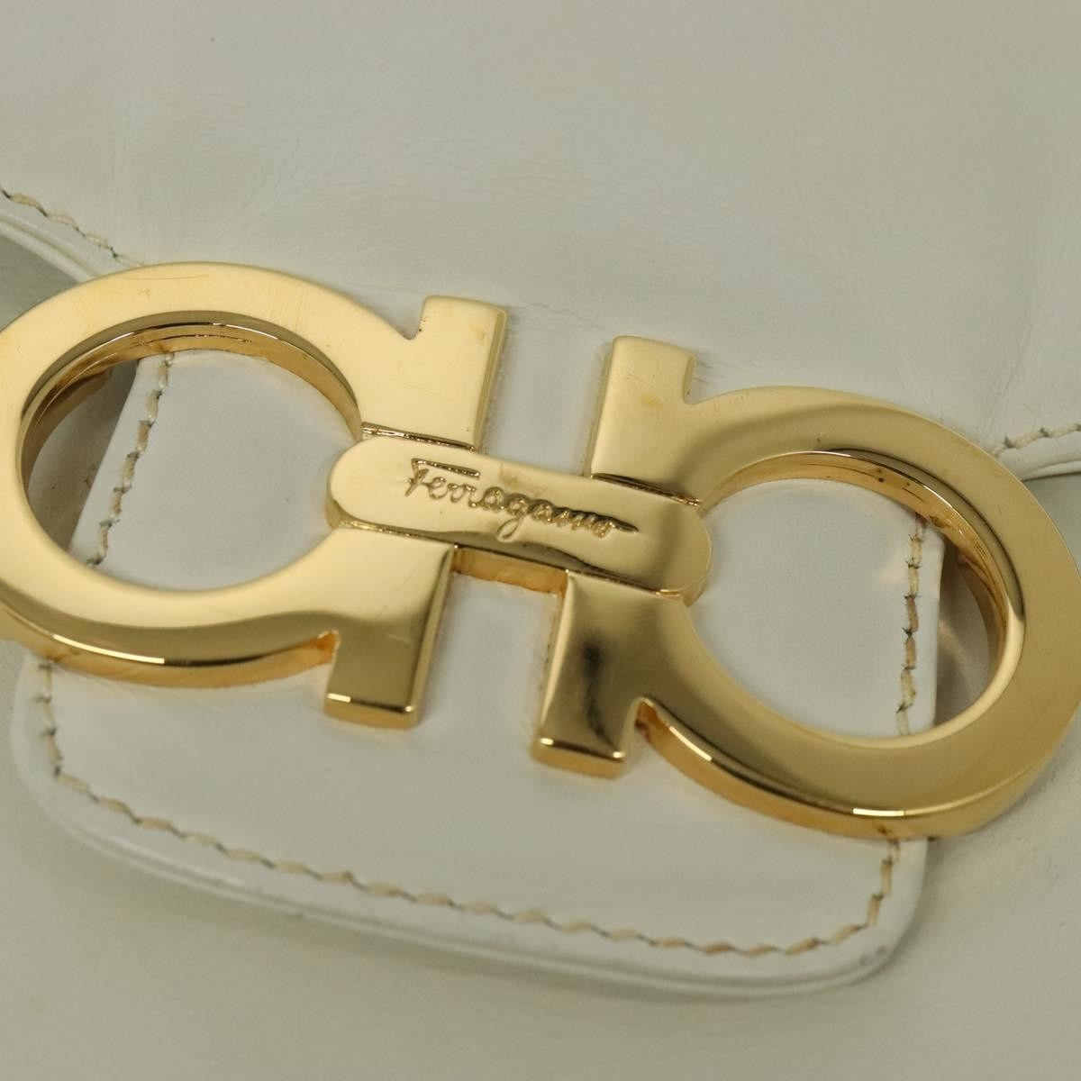 Salvatore Ferragamo Gancini Flap Drawstring Backpack Leather, WHITE, LEATHER, Backpack