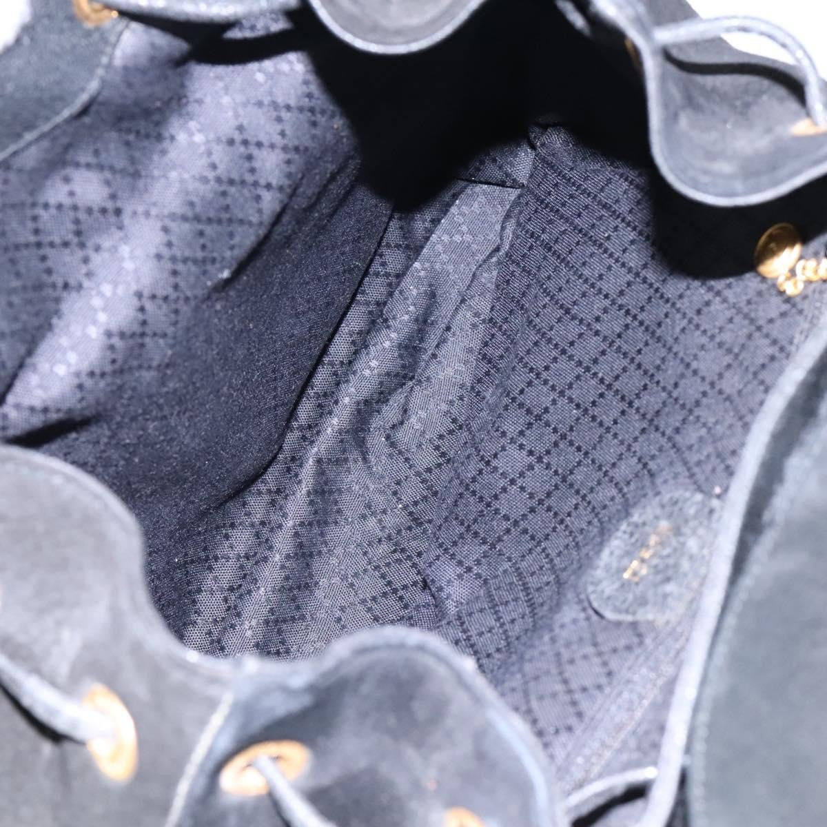 Gucci Vintage Bamboo Backpack Suede, BLACK, SUEDE, Backpack