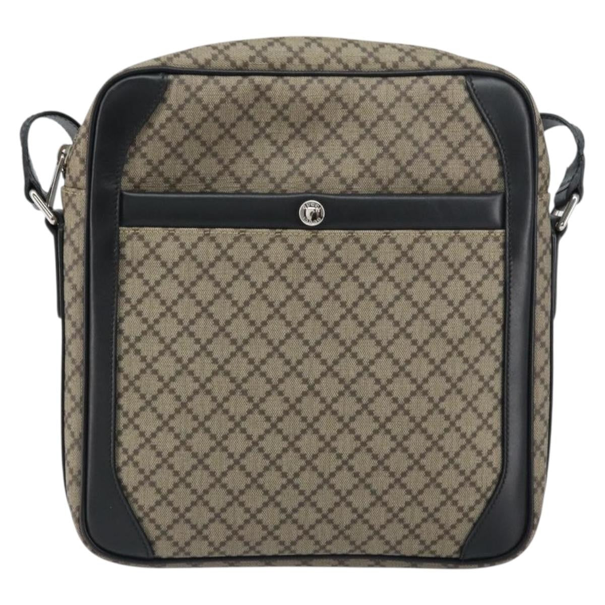 Gucci Snap Messenger Bag Diamante Coated Canvas, BEIGE, PVC, Shoulder bag