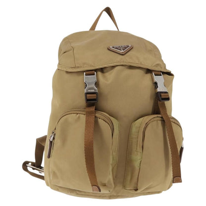 Prada Double Pocket Buckle Backpack Tessuto, BEIGE, NYLON, Backpack