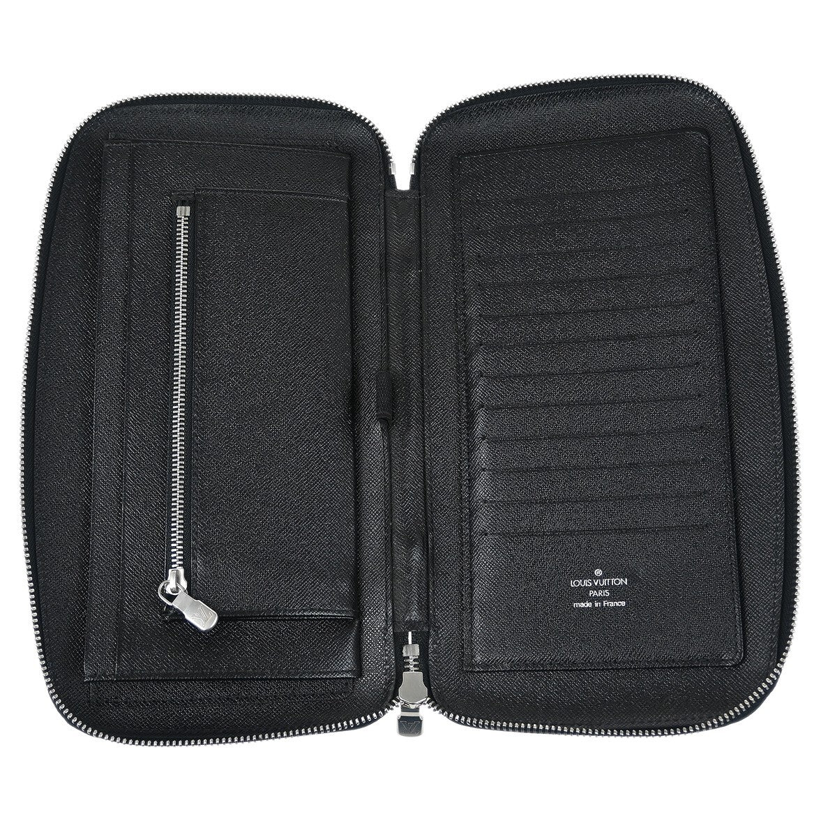 Louis Vuitton Atoll Organizer Wallet Taiga Leather, BLACK, LEATHER, Clutche & pouche