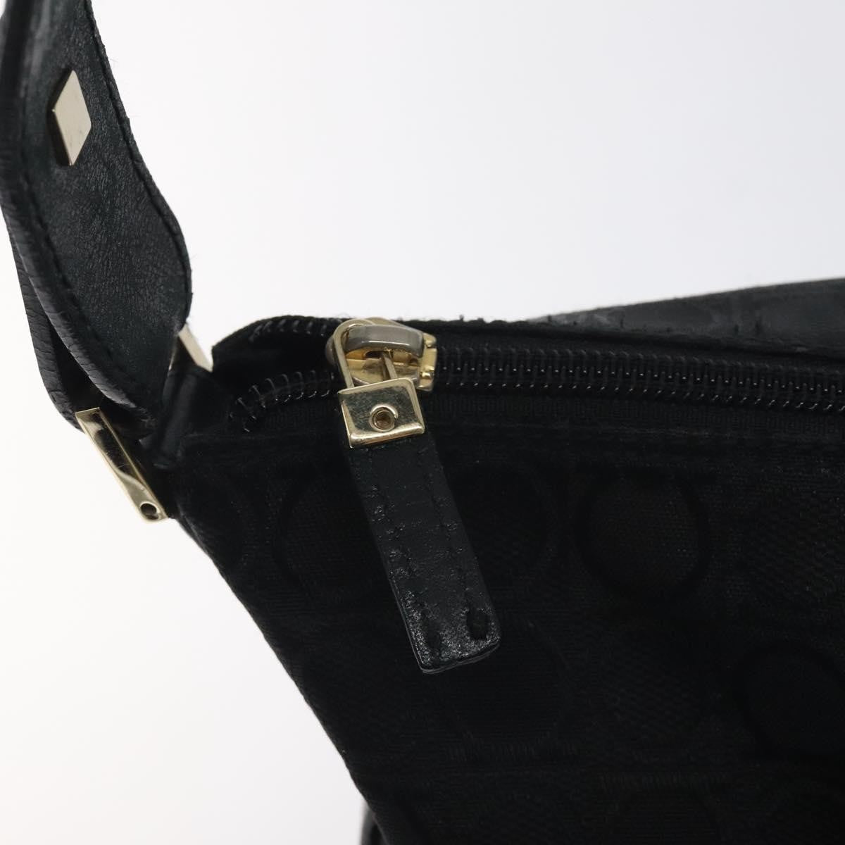 Salvatore Ferragamo Gancini Shoulder Bag Canvas, BLACK, CANVAS, Shoulder bag