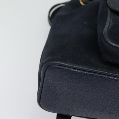 Gucci Gucci bamboo backpack daim, NAVY, SUEDE, Backpack