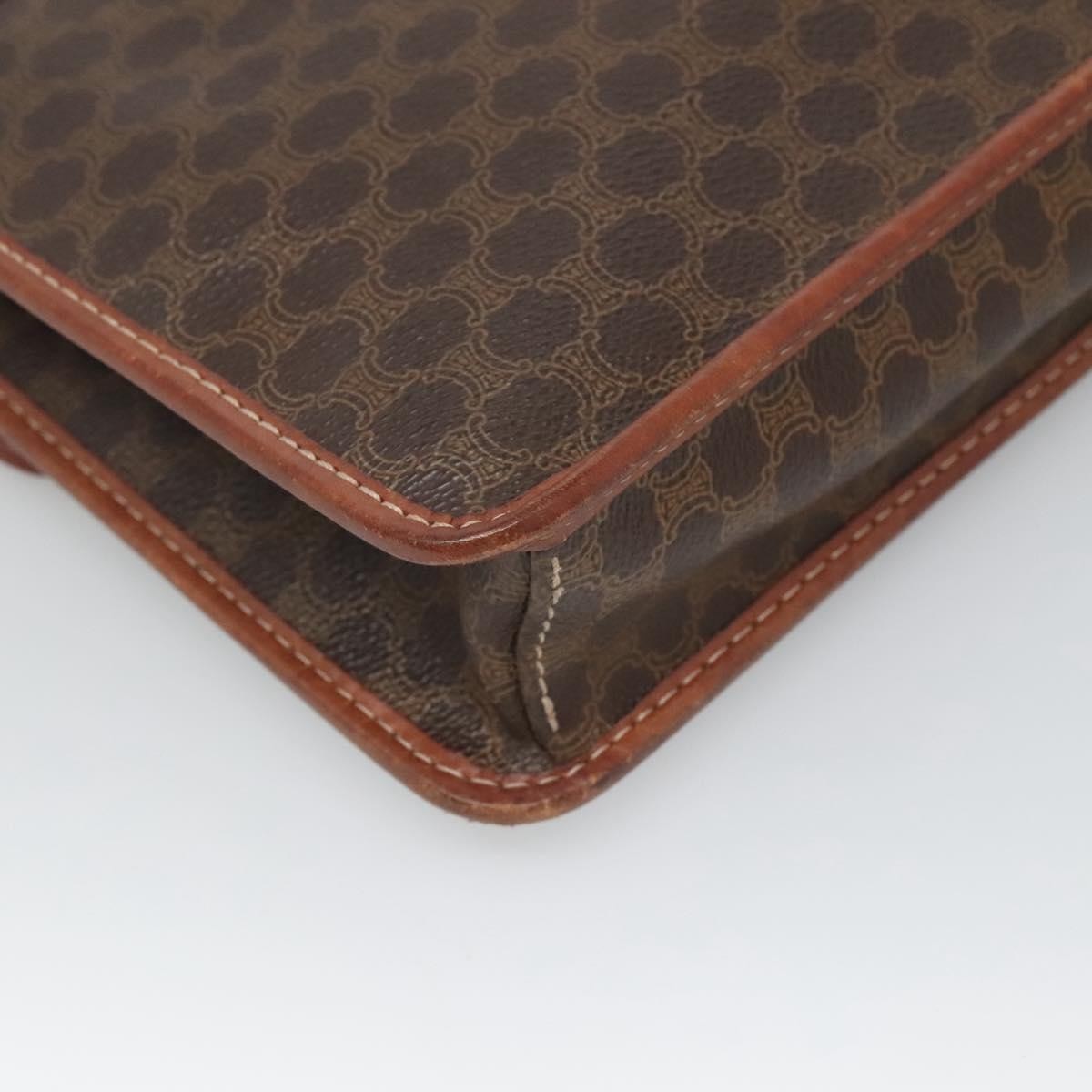 Celine Macadam Shoulder Bag PVC Leather, BROWN, CANVAS, Shoulder bag