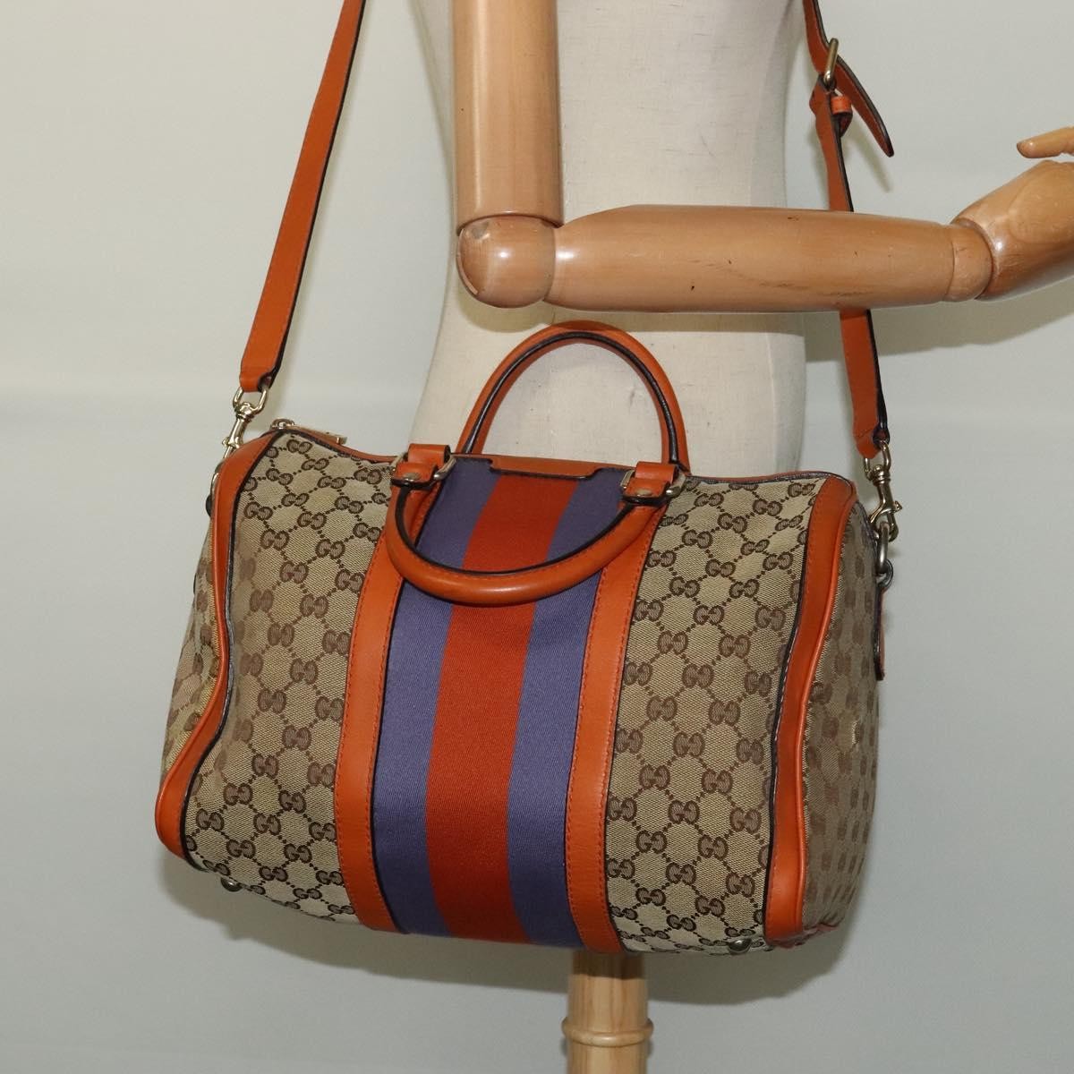 Gucci Vintage Web Boston Bag GG Canvas, BEIGE, CANVAS, Handbag