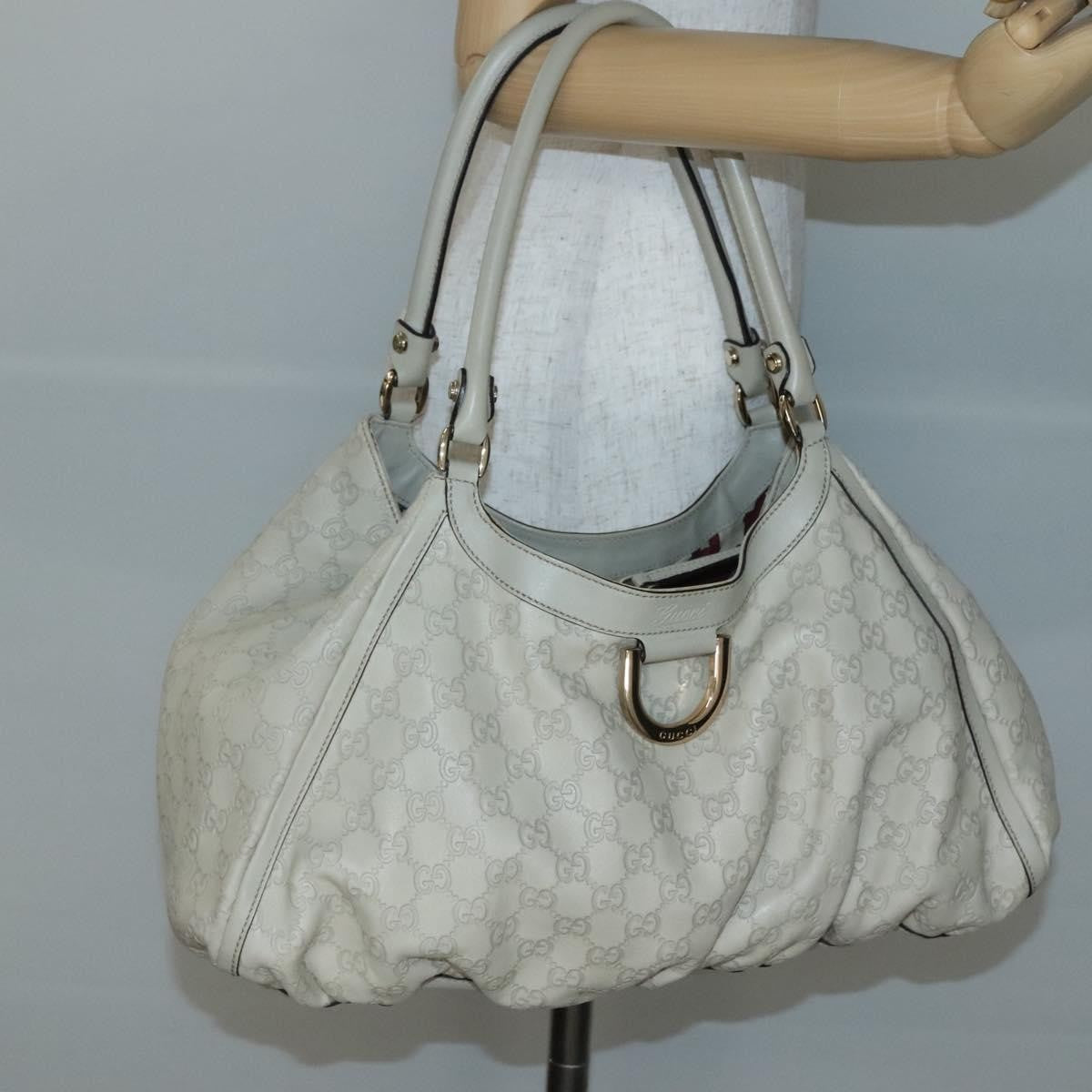 Gucci D Ring Hobo Guccissima Leather, WHITE, LEATHER, Handbag