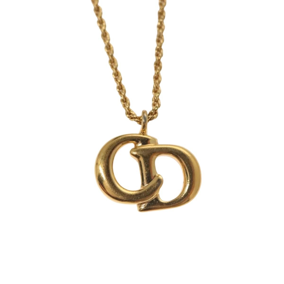 Christian Dior CD Pendant Necklace Metal, GOLD, METAL, Necklace