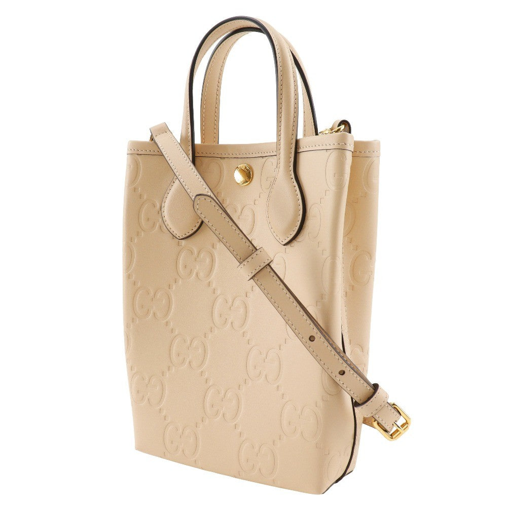 Gucci GG super mini handbag Leather, BEIGE, LEATHER, Handbag