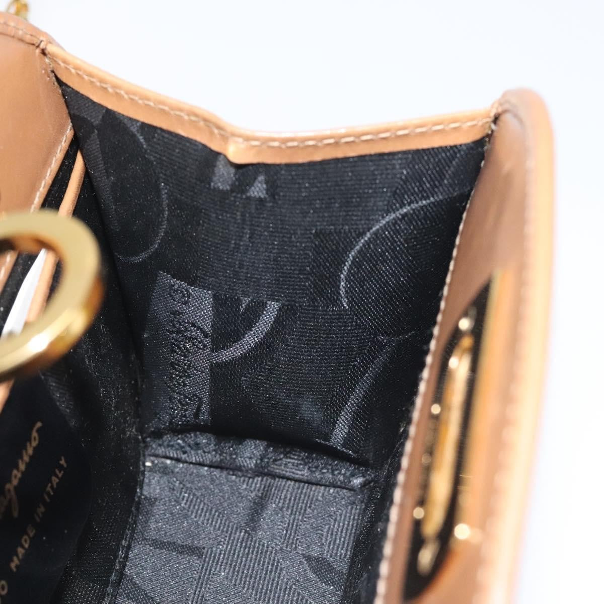 Salvatore Ferragamo Vintage Gancini Chain Shoulder Bag Leather, BROWN, LEATHER, Shoulder bag