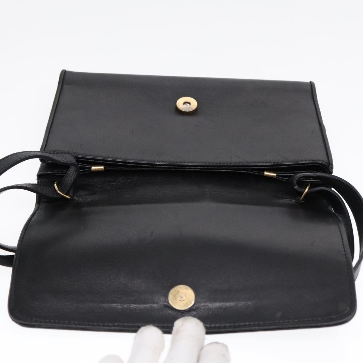 Celine Vintage Flap Shoulder Bag Leather, BLACK, LEATHER, Shoulder bag